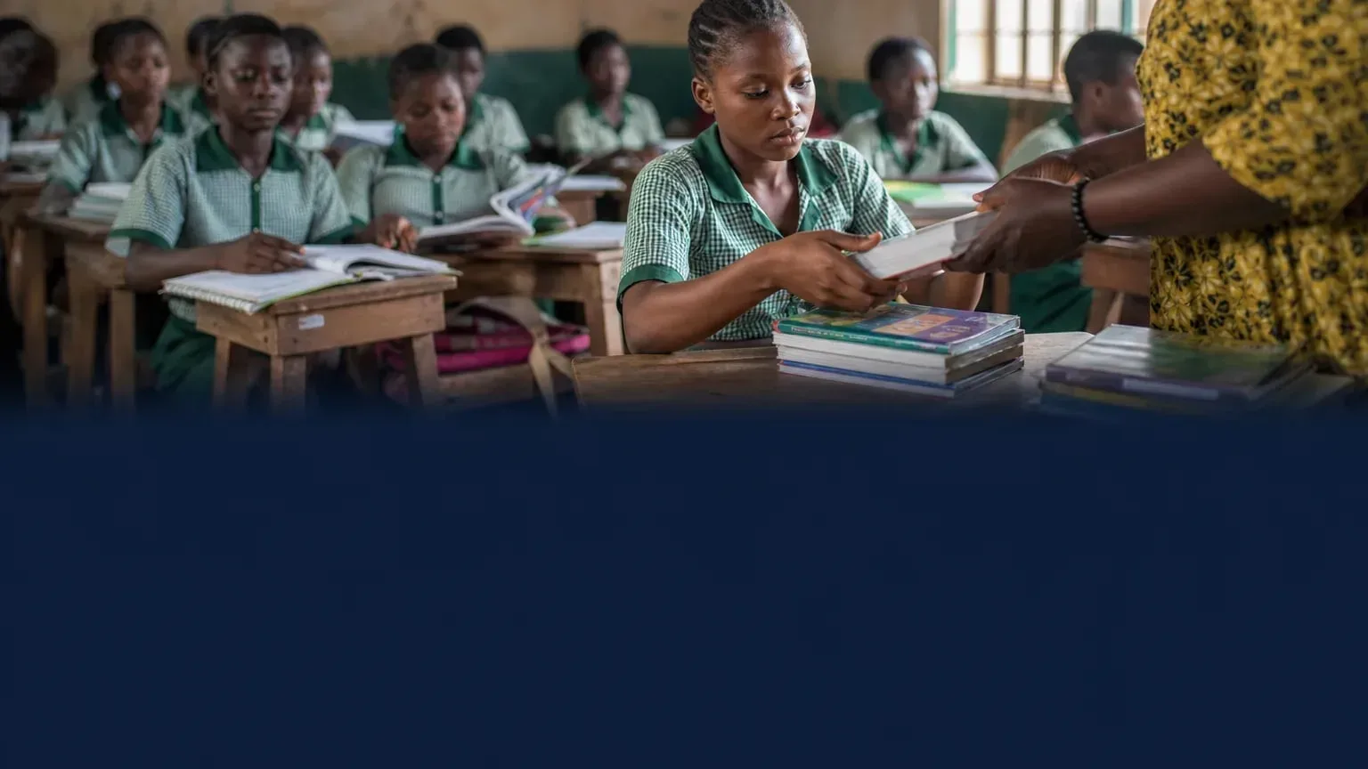 Editorial image illustrating: Nigeria moves to cut school costs with reusable textbook policy